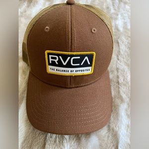 RVCA Brown/Tan Mens Trucker Hat Snapback Cap, Mesh Back NWOT